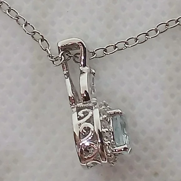 FREE WITH ANY NECKLACE PURCHASE, genuine  blue aquamarine necklace - Picture 4 of 10
